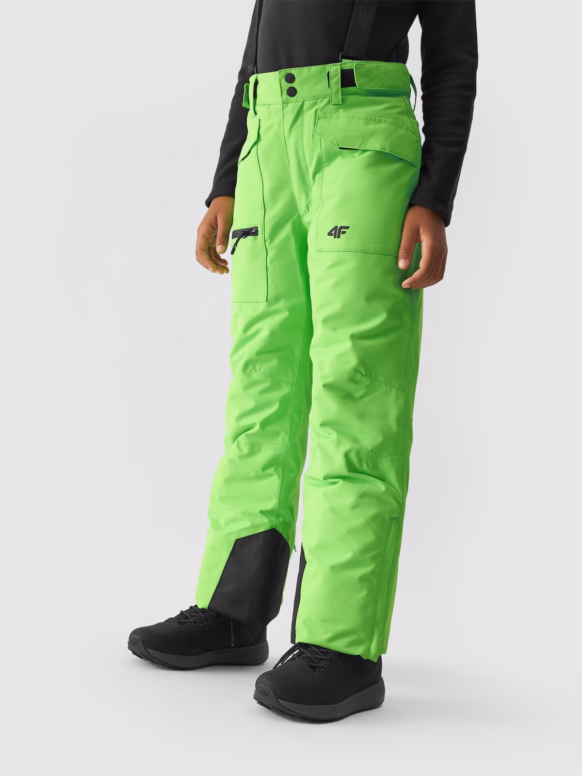 Spodnie narciarskie z szelkami membrana 10000 chłopięce - zielone