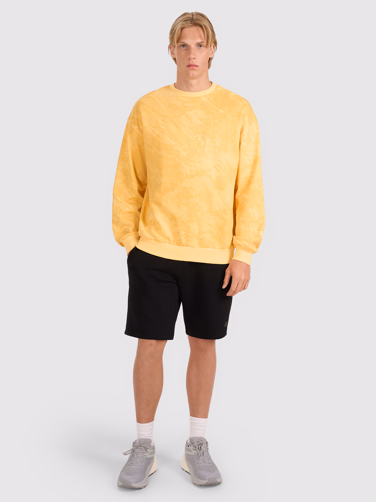 Bluza dresowa nierozpinana bez kaptura męska - żółta