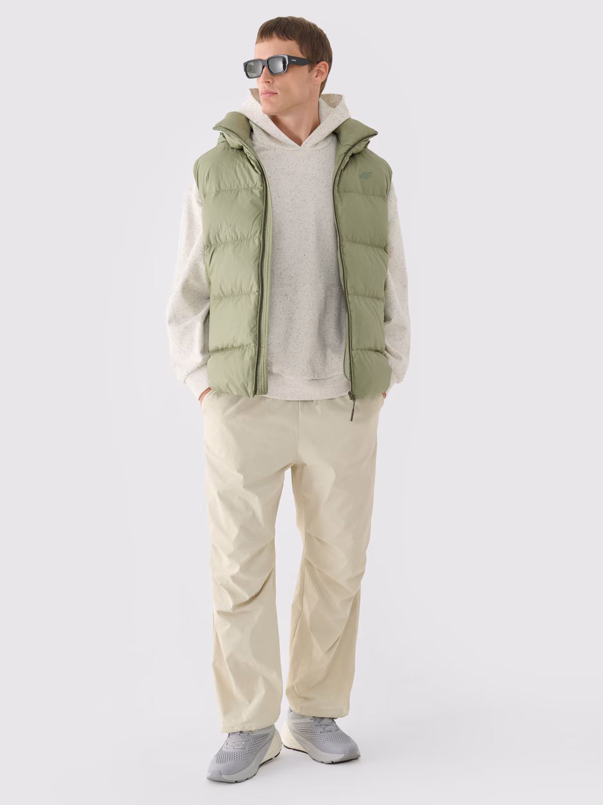 Bluza dresowa nierozpinana z kapturem męska - biała