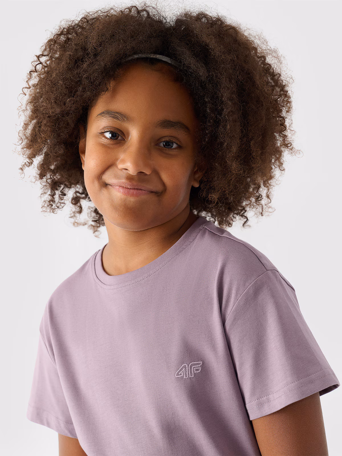T-shirt gładki dziewczęcy - fioletowy