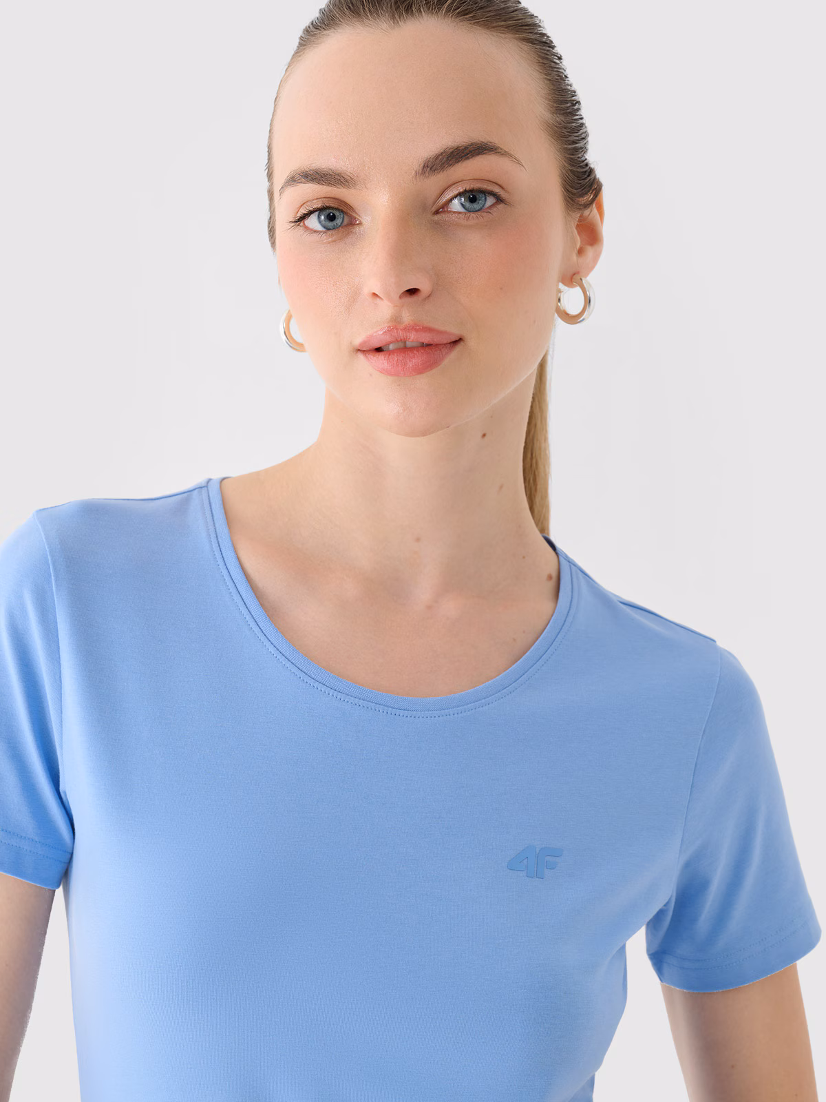 T-shirt slim gładki damski - czerwony