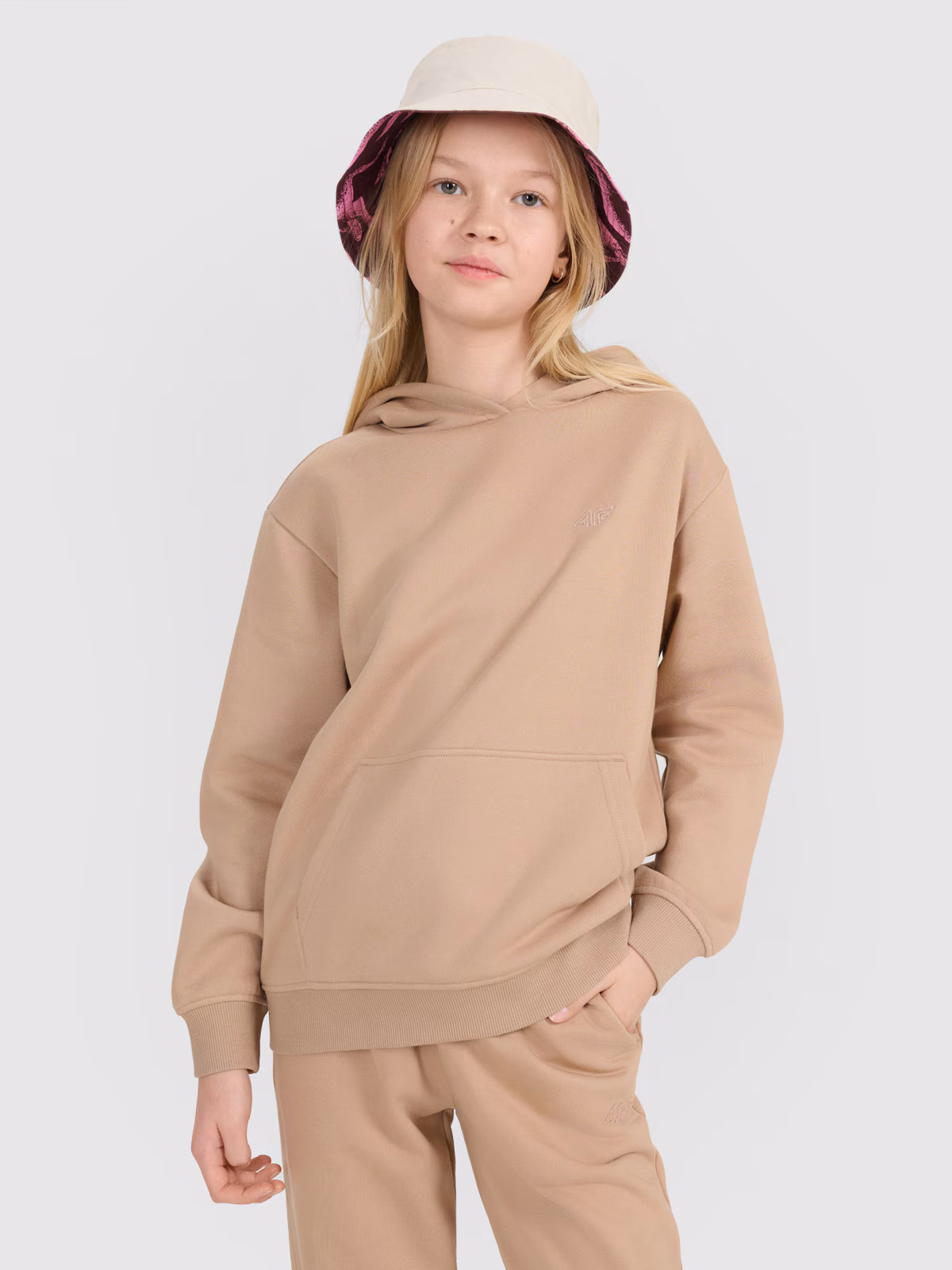 Bluza dresowa nierozpinana z kapturem dziewczęca - fioletowa