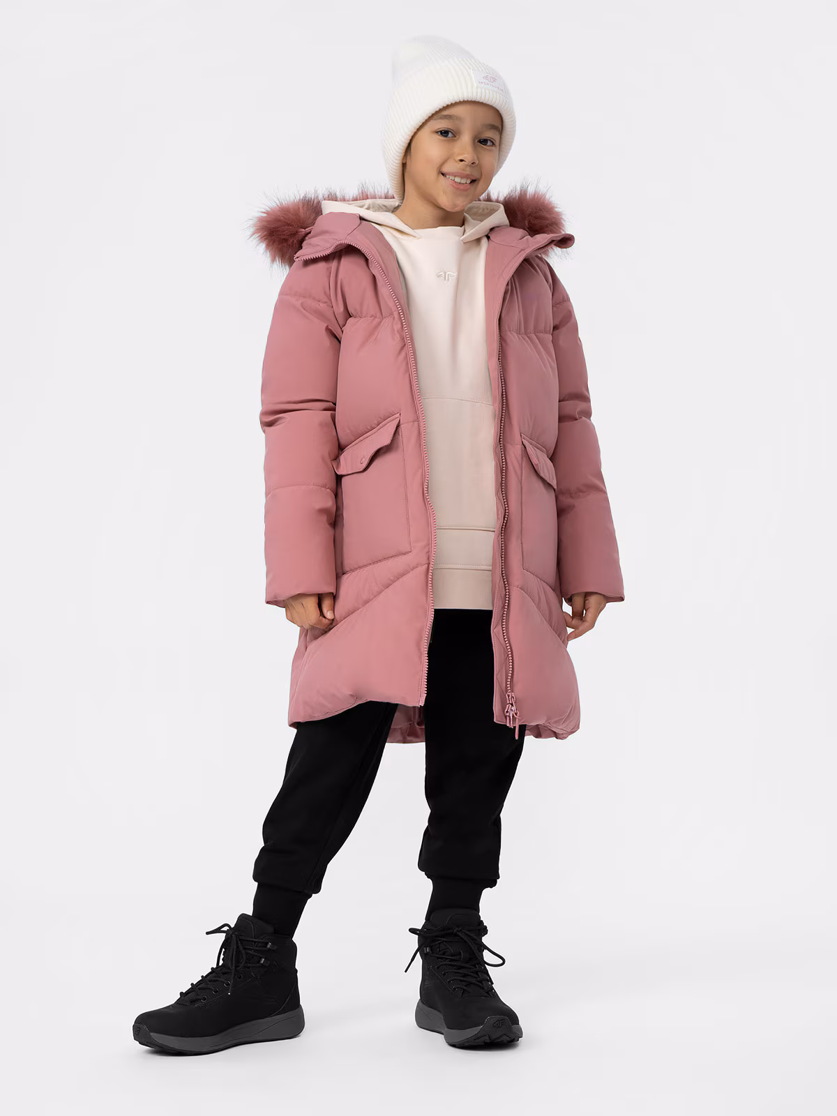 Płaszcz puchowy z wypełnieniem syntetycznym dziewczęcy