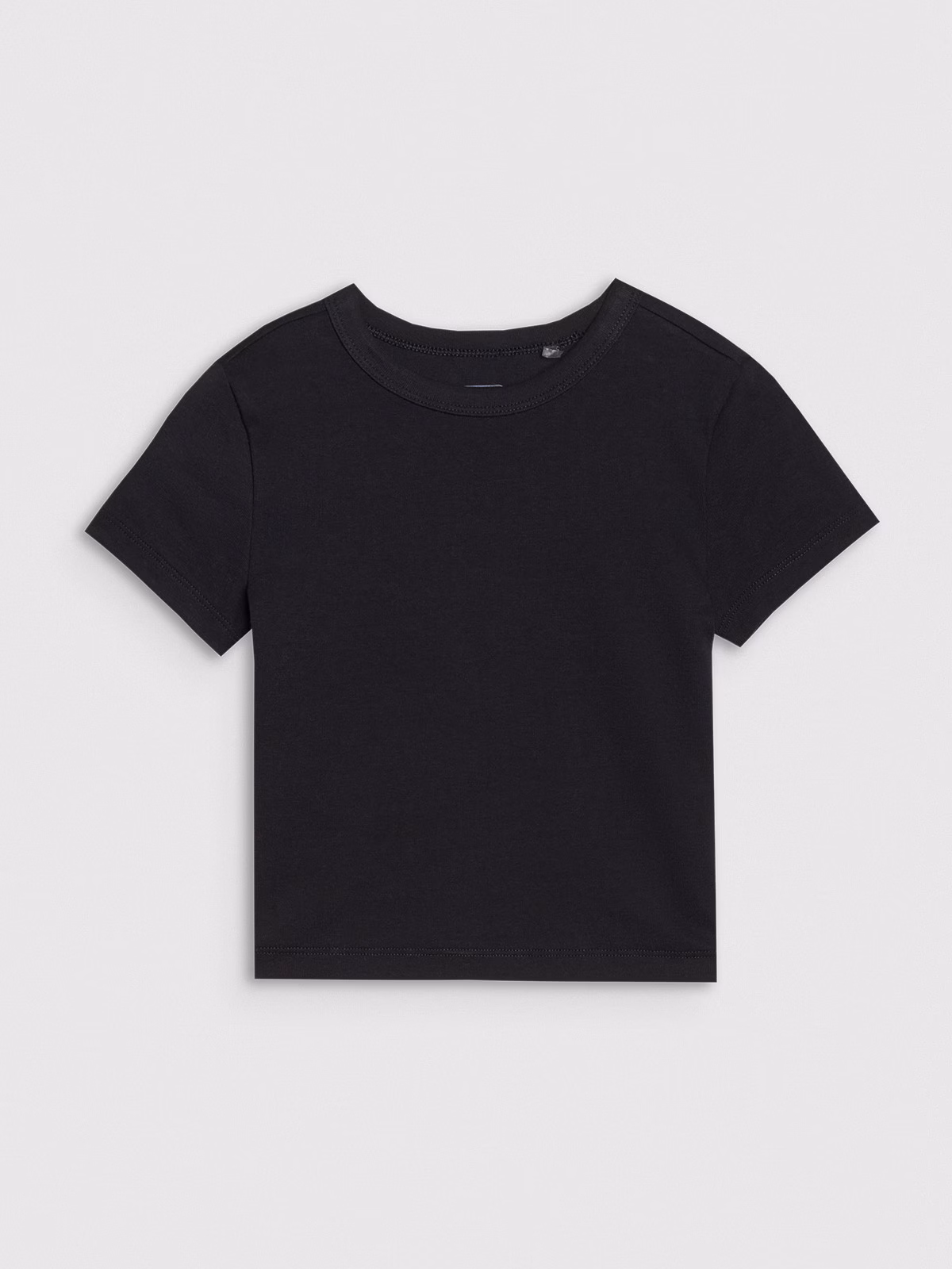 T-shirt slim crop top gładki dziewczęcy - beżowy