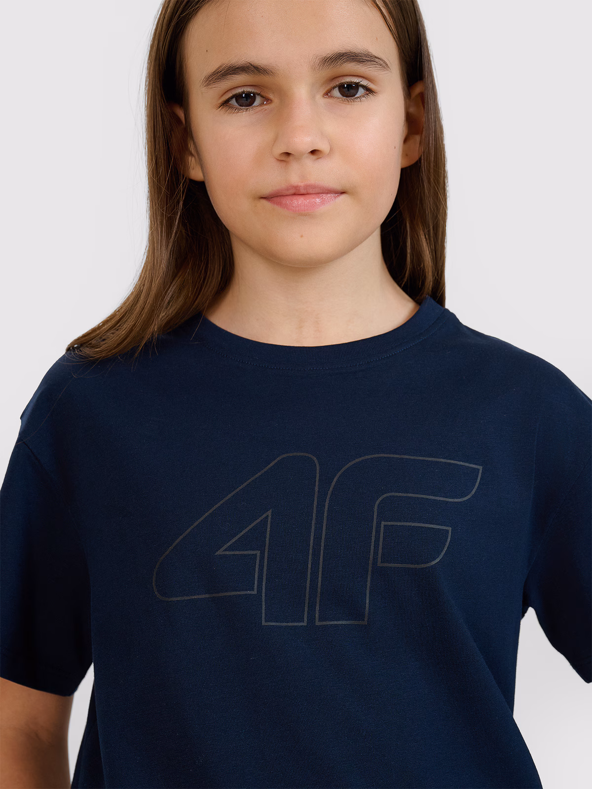 T-shirt oversize z nadrukiem dziewczęcy - szary