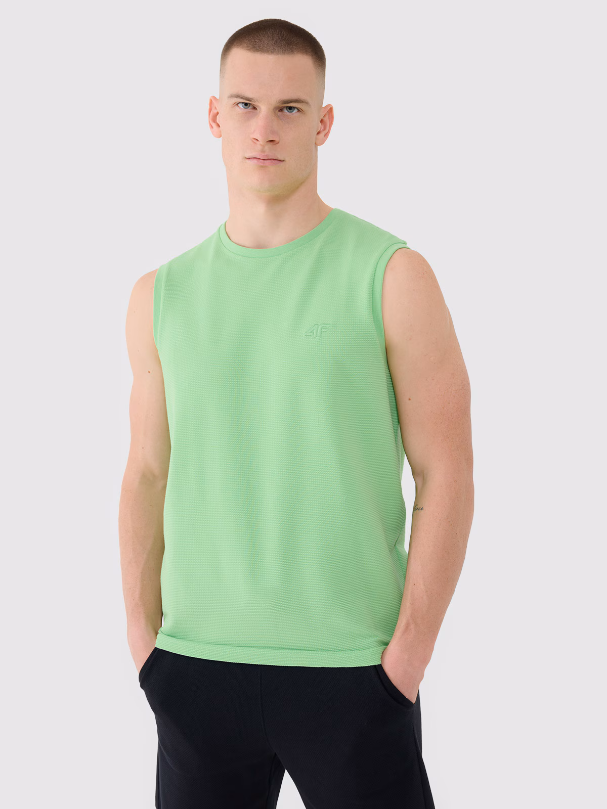 Tank top regular gładki męski - zielony