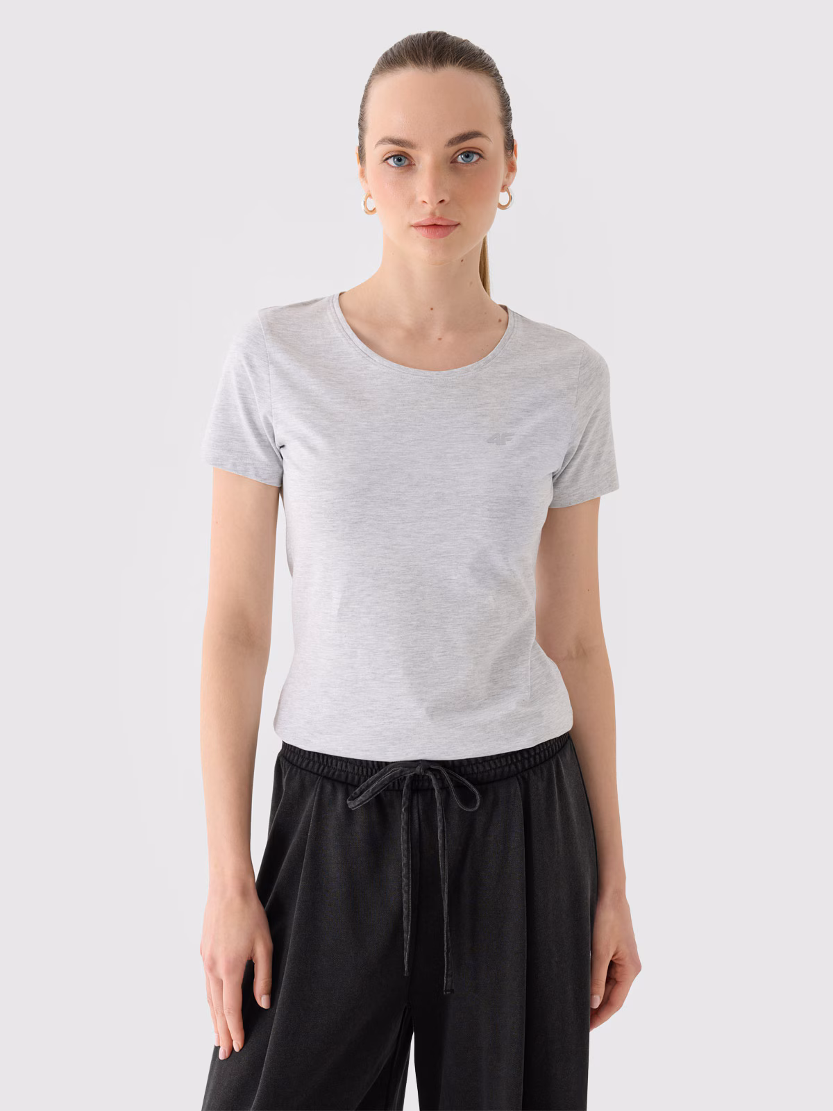 T-shirt slim gładki damski - czerwony