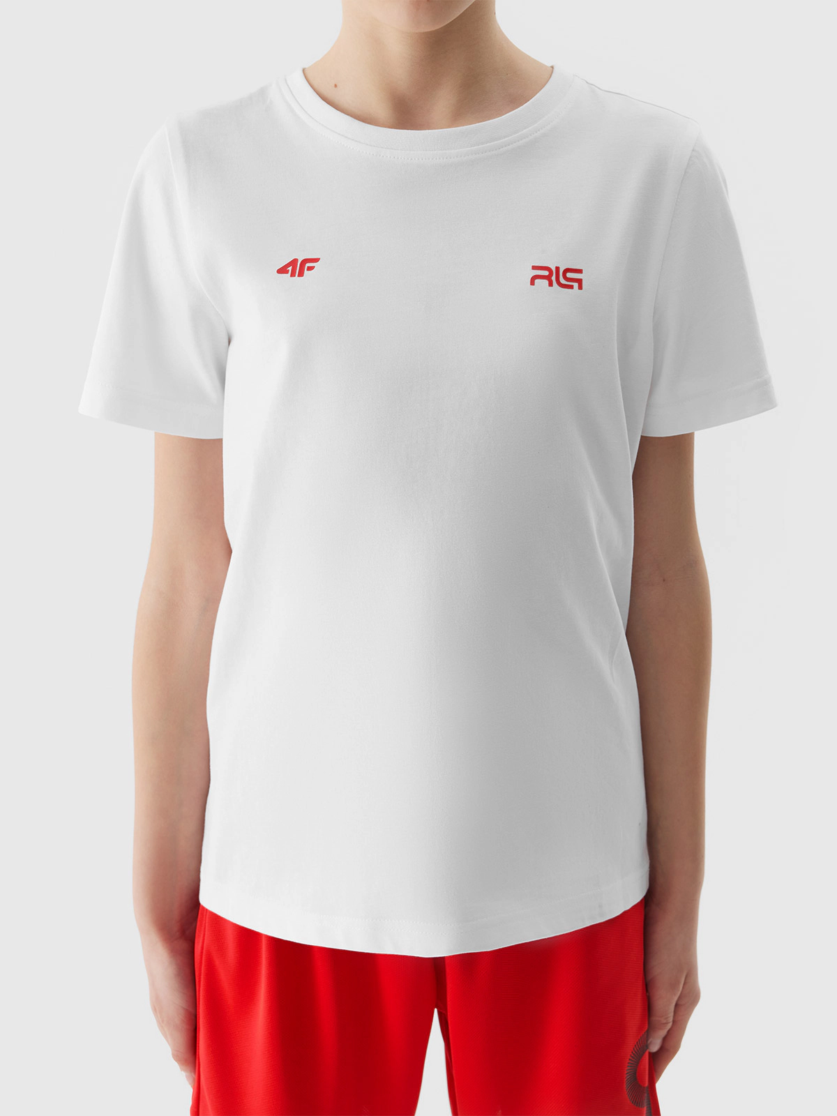 T-shirt z nadrukiem dziecięcy 4F x Robert Lewandowski - biały