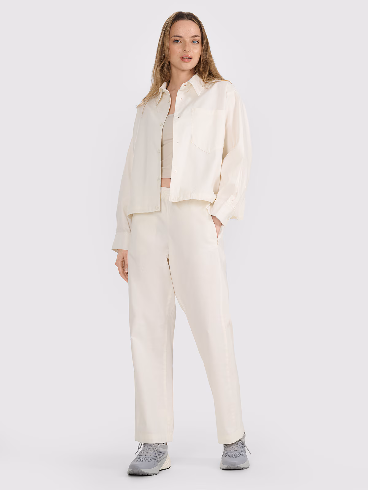 Spodnie casual damskie - żółte