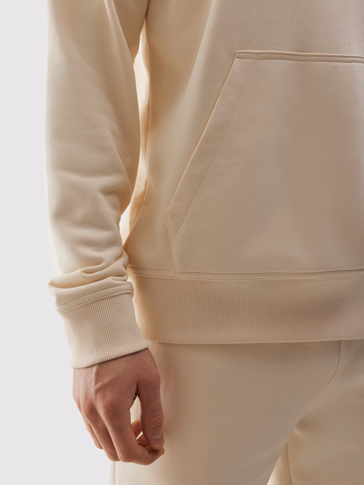 Bluza dresowa nierozpinana z kapturem męska - beżowa