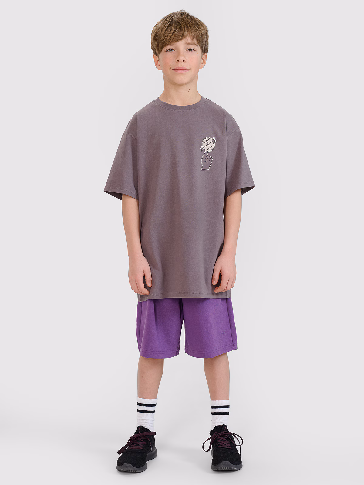 T-shirt oversize z nadrukiem chłopięcy - czerwony