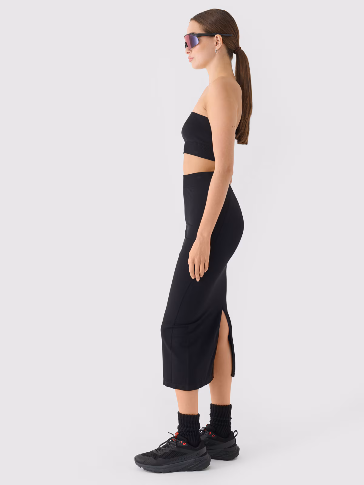 Spódnica ołówkowa z rozcięciem maxi damska - czarna