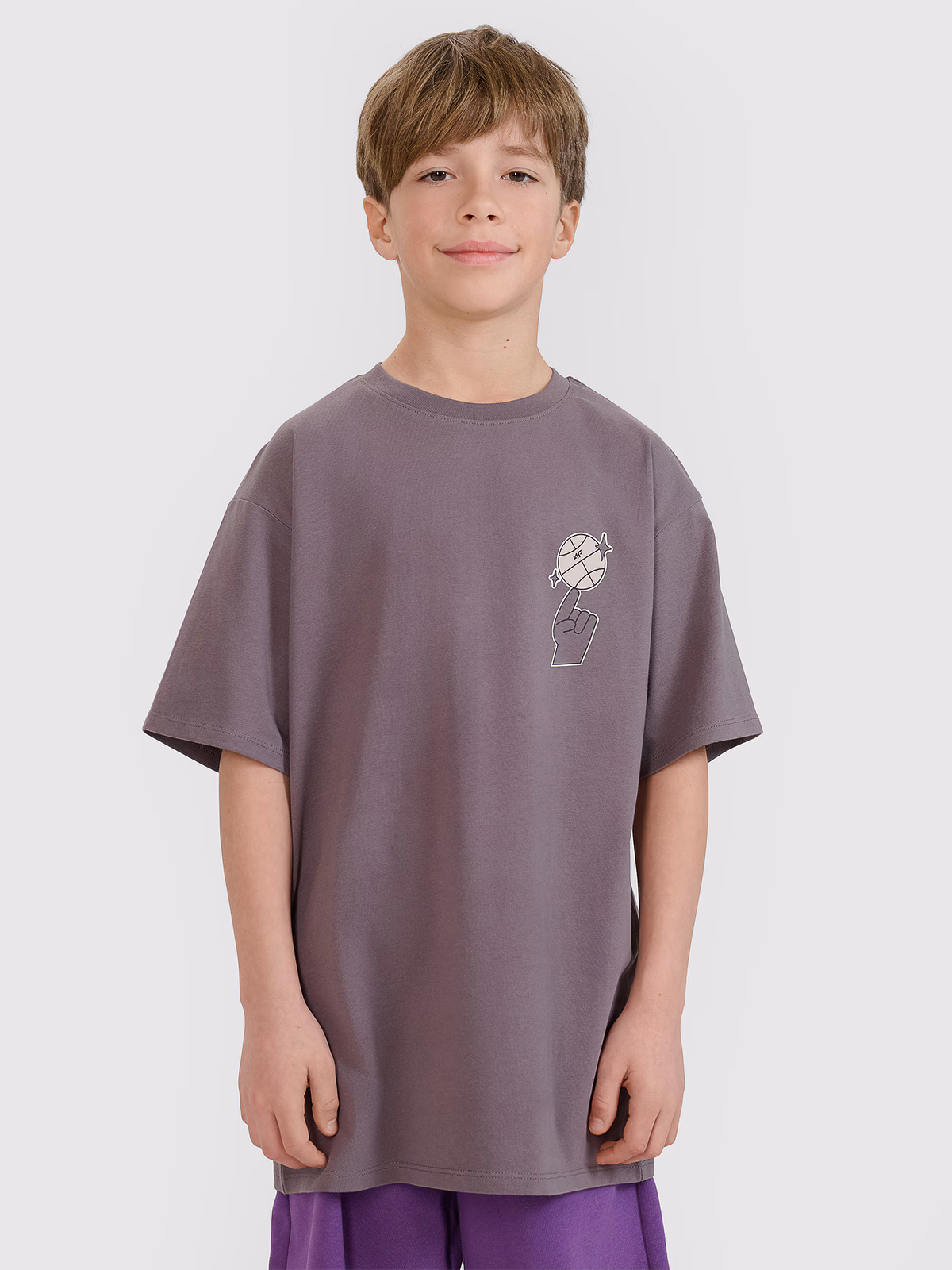 T-shirt oversize z nadrukiem chłopięcy - czerwony