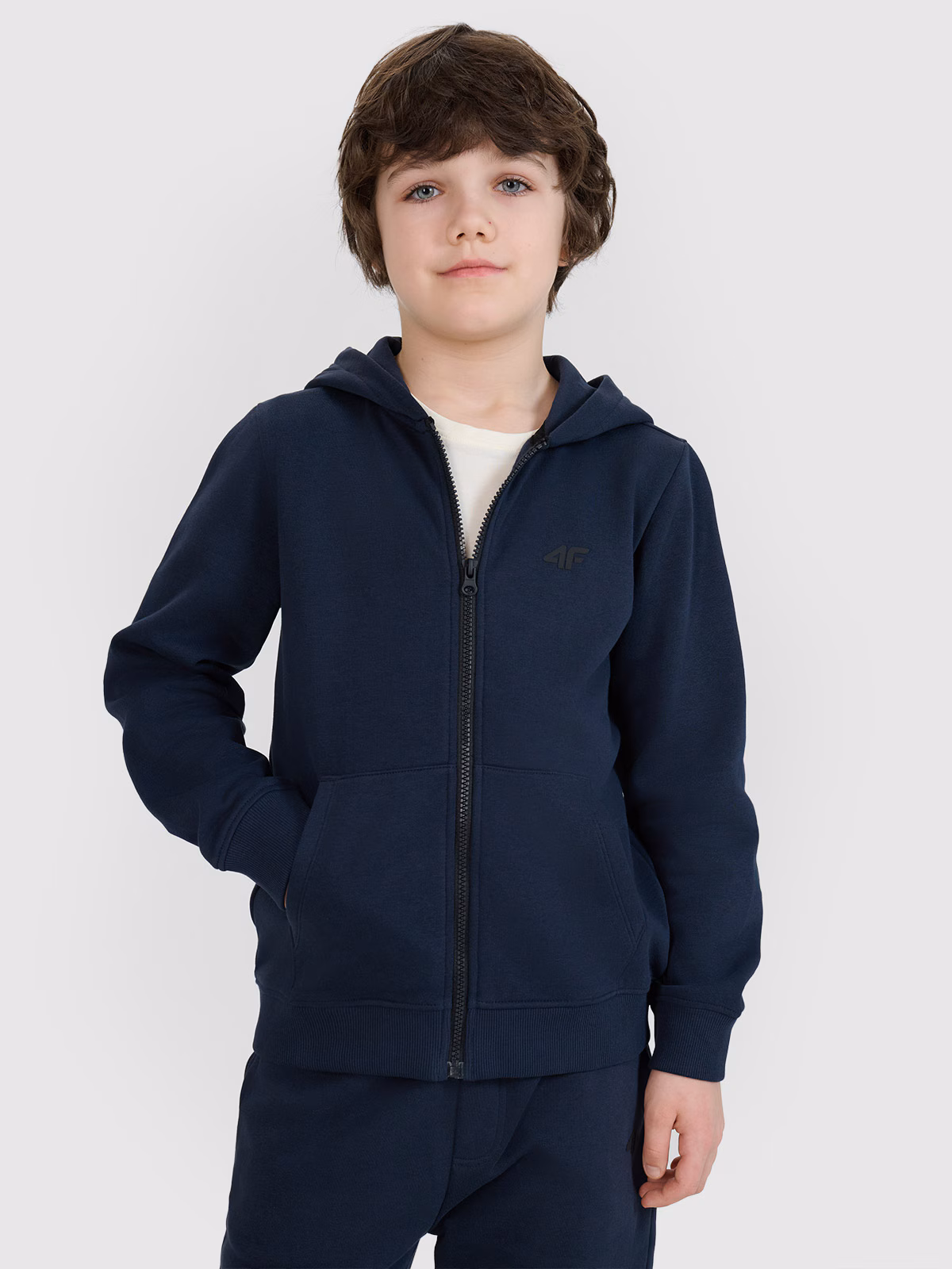 Bluza dresowa rozpinana z kapturem chłopięca - czarna