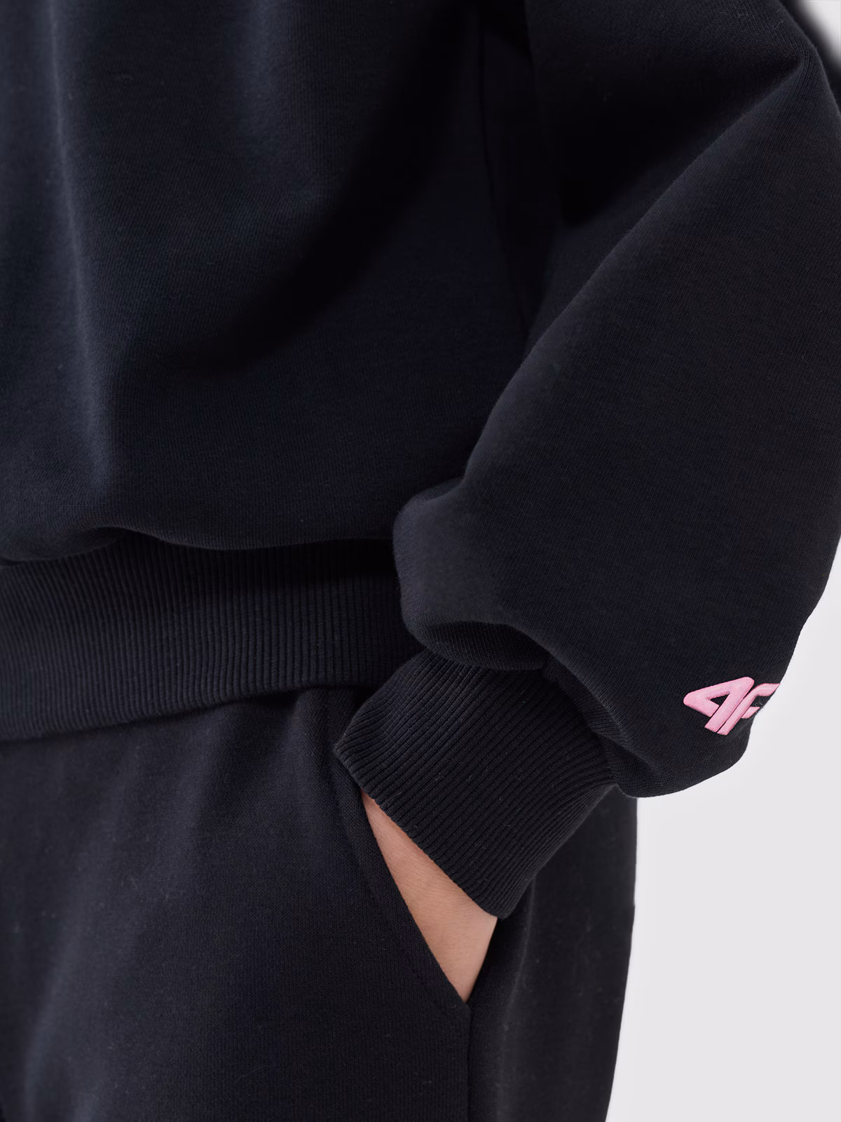 Bluza dresowa nierozpinana bez kaptura dziewczęca - beżowa