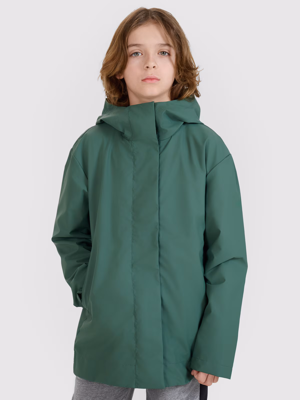 Kurtka przejściowa przeciwdeszczowa z gumową powłoką dziecięca - zielona