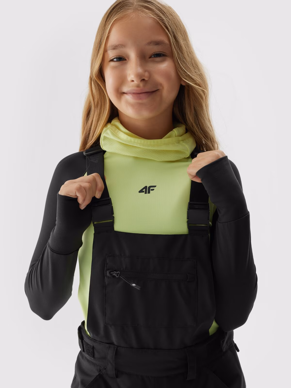 Spodnie narciarskie z szelkami membrana 10000 dziewczęce - czarne