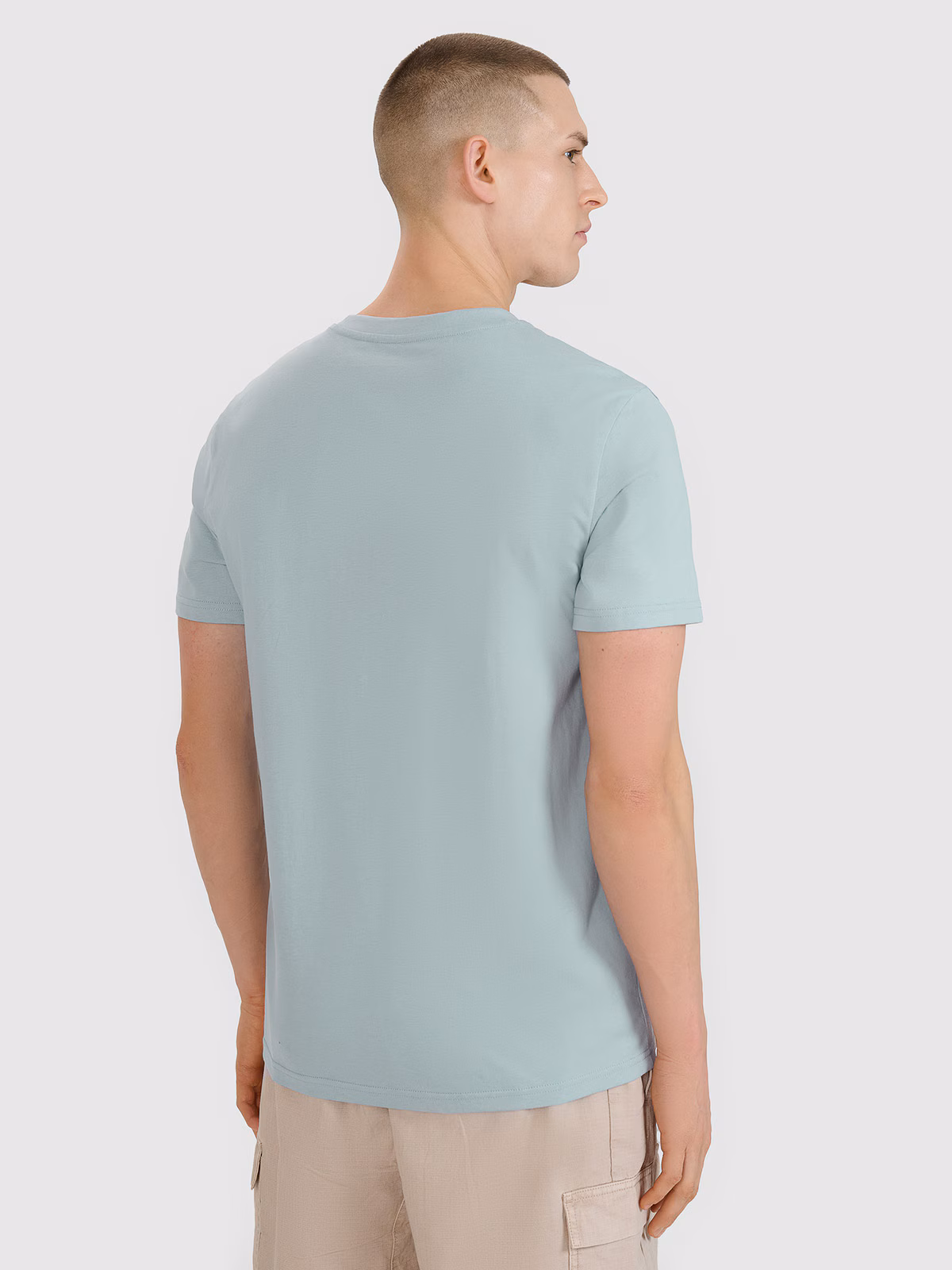 T-shirt regular z nadrukiem męski - niebieski