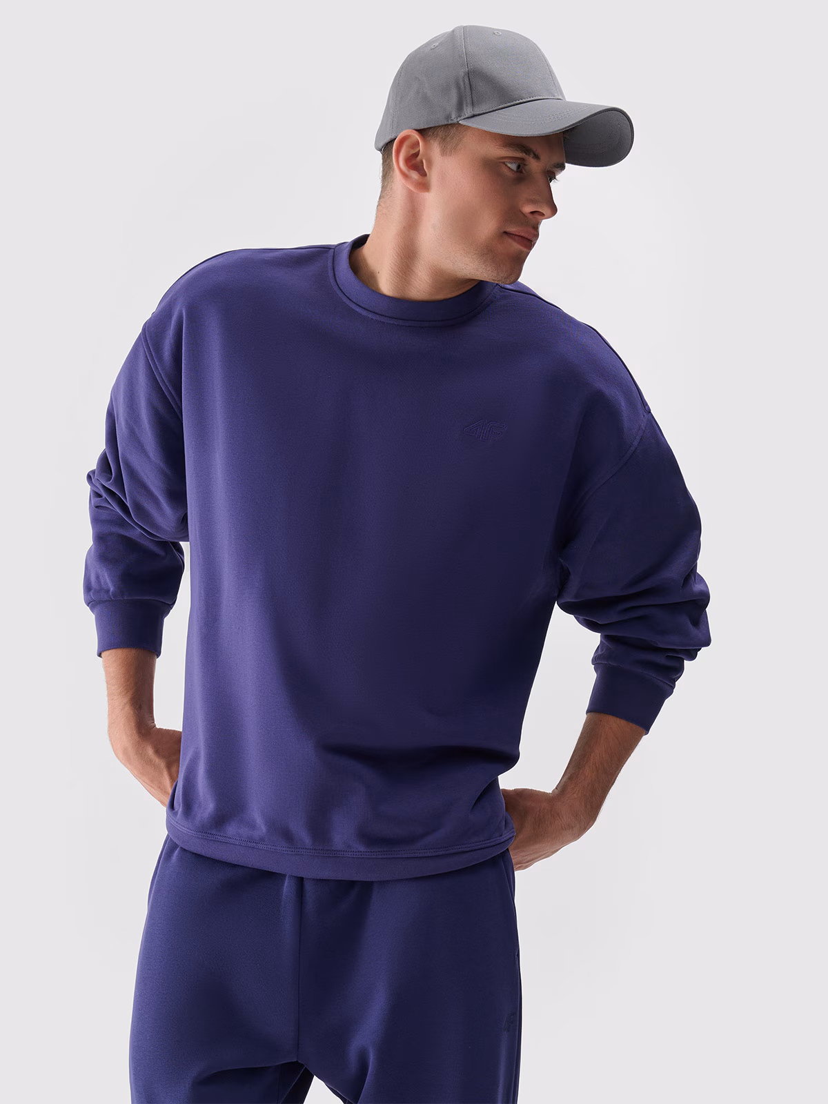 Bluza dresowa nierozpinana bez kaptura uniseks - granatowa