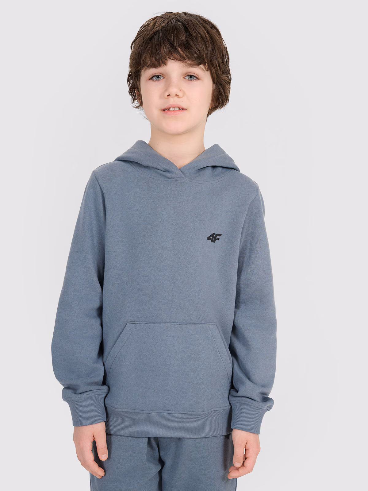 Bluza dresowa nierozpinana z kapturem chłopięca - turkusowa