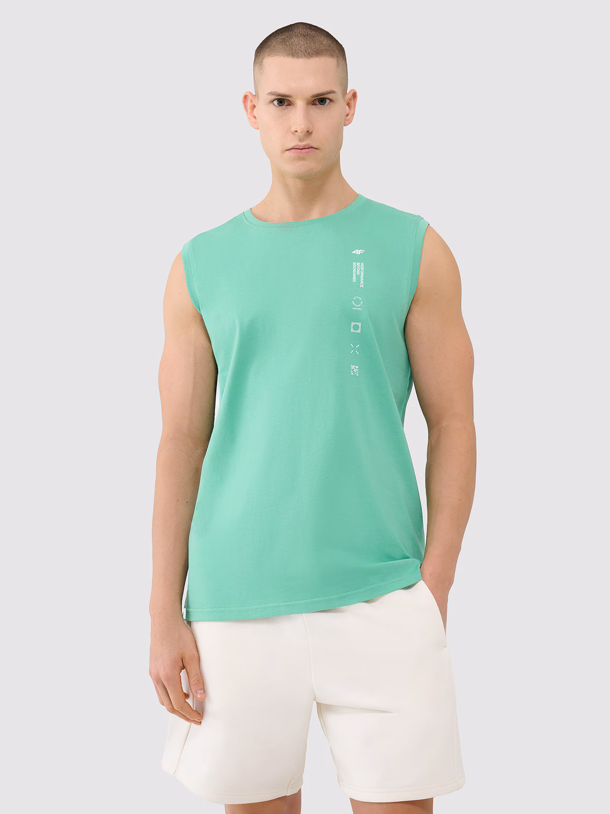 Tank top regular męski - zielony