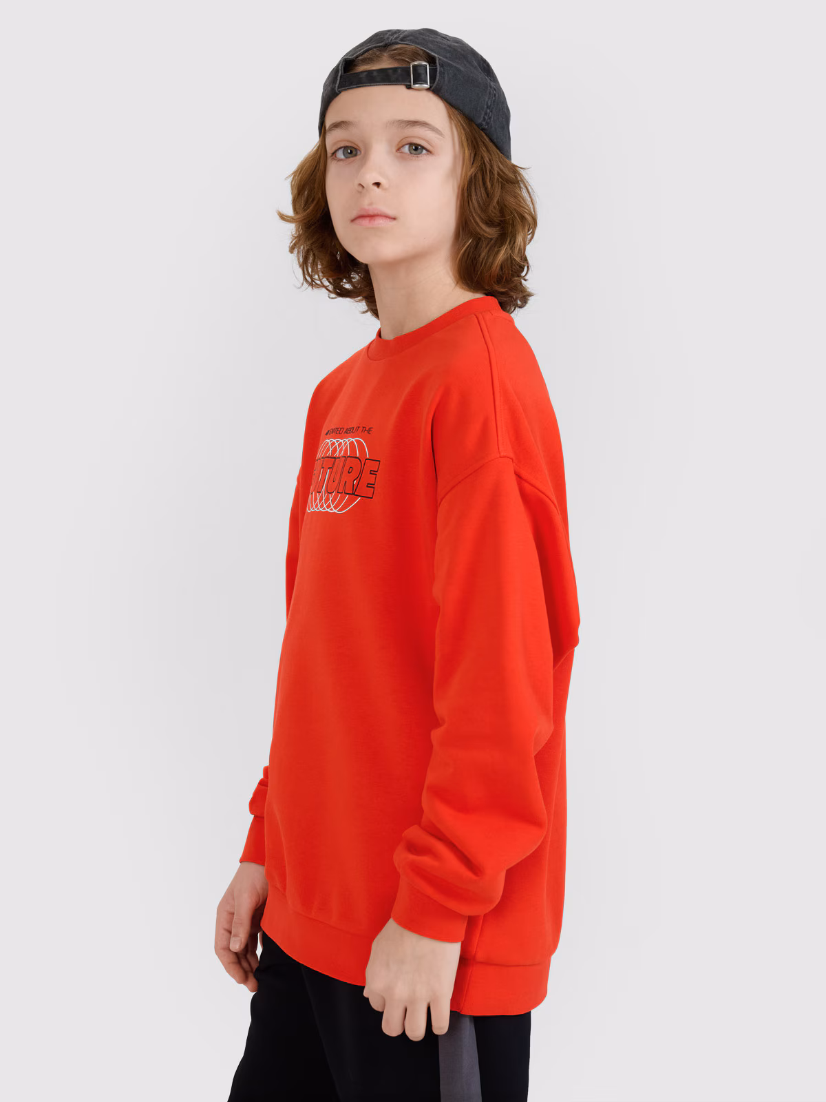 Bluza dresowa nierozpinana bez kaptura chłopięca - czerwona