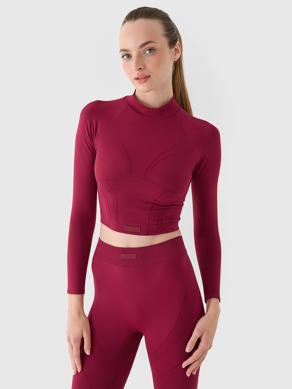 Longsleeve treningowy slim szybkoschnący damski - czerwony