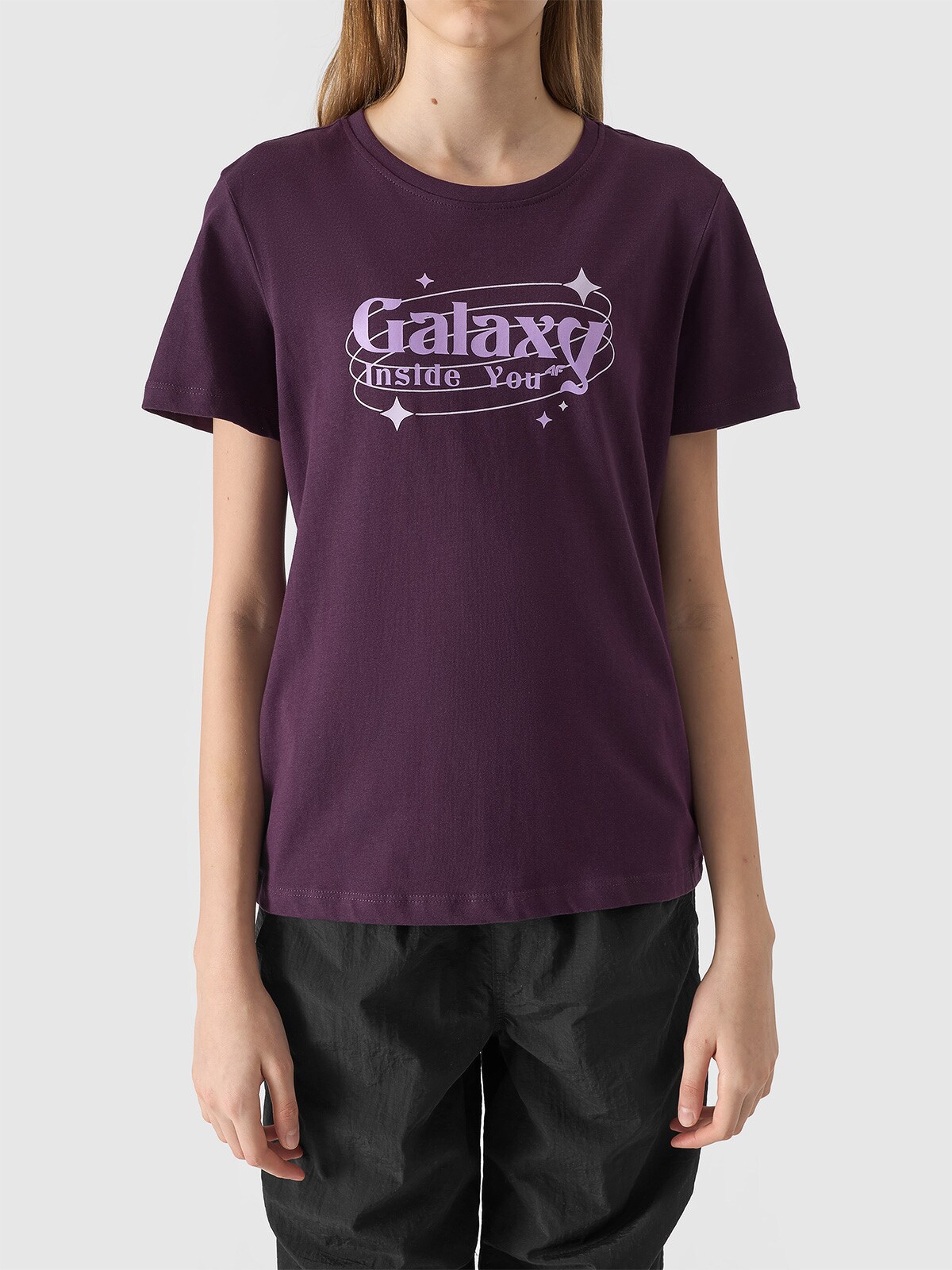 T-shirt z nadrukiem dziewczęcy - ciemny fiolet