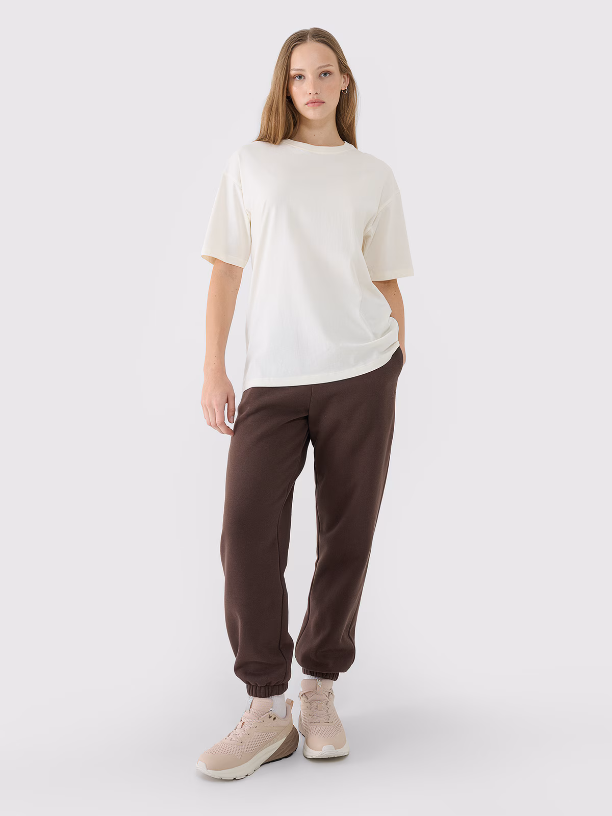 T-shirt oversize gładki damski - biały