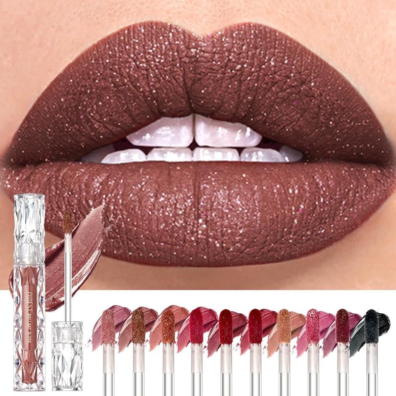 Waterproof Diamond Shimmer Glitter Lipgloss Matte Liquid Lipstick Shiny Pearl Lip Glaze Long Lasting LipTint Women Makeup