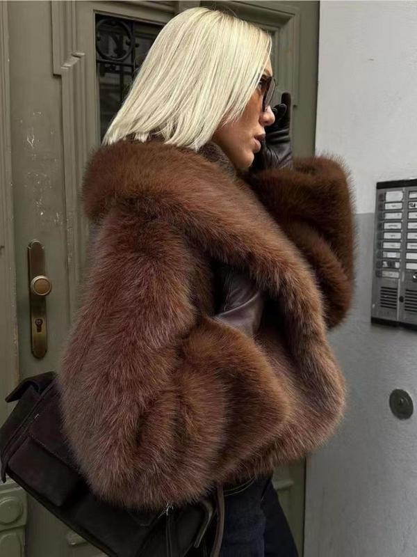 Women's Faux Fur Short Coat, Warm Loose Fit Winter Jacket, High-End Look, New Trendy Design, Perfect for Cold Weather