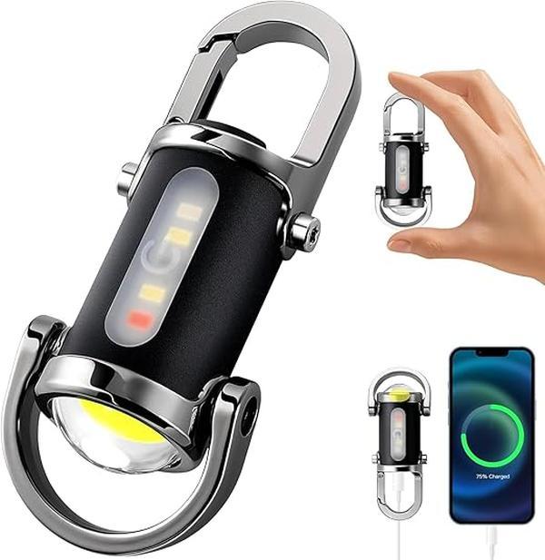 Porte clés lumineux, mini lampe de poche à clés, lumière de travail d'urgence, longue autonomie, lampe de poche portable multifonction pour camping en plein air.