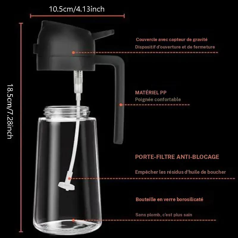 Multifunctional 2 in 1 Glass Oil Dispenser, 1 Count Oil Sprayer with Handle, Oil Dispenser for Cooking, Baking, Frying, Kitchen Utensils & Gadgets #TOP PICKS