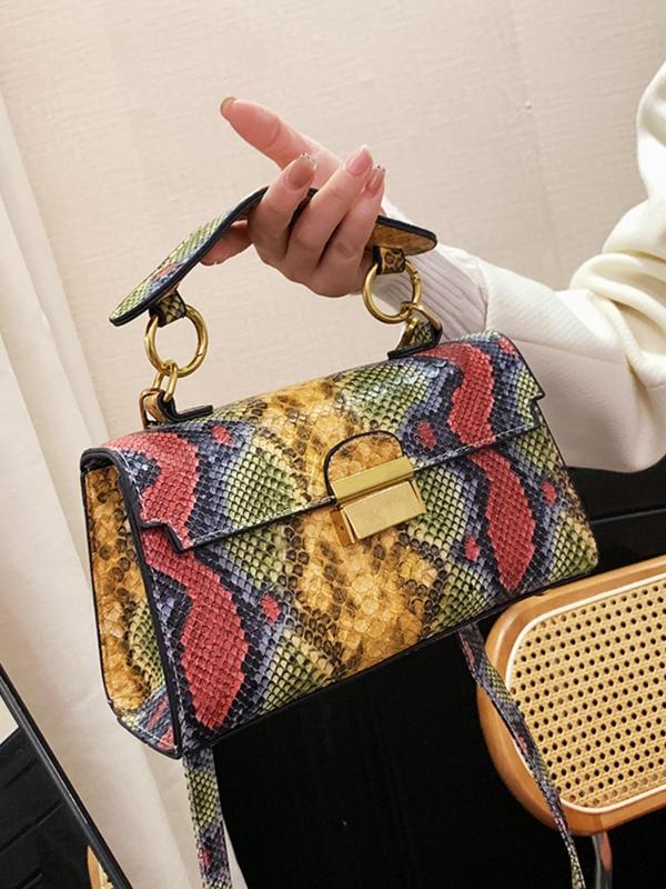 Fashionable Snakeskin Print Handbag, New Fashion Versatile Shoulder Bag, Crossbody Bag for Women, Casual Trendy Versatile High-quality Daily Commuting Bag