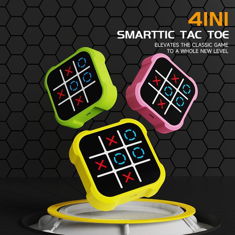 4 in 1 Electronic Tic Tac Toe Game, Portable Handheld Puzzle Game Console, Travel Games for Kids & Adults, Educational Board Games