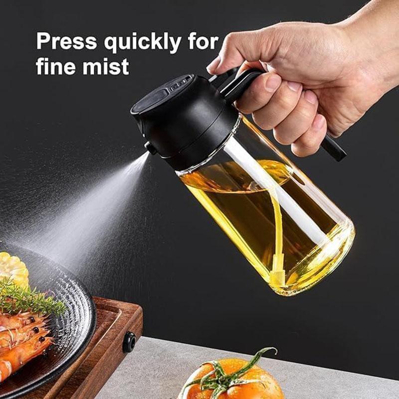 Multifunctional 2 in 1 Glass Oil Dispenser, 1 Count Oil Sprayer with Handle, Oil Dispenser for Cooking, Baking, Frying, Kitchen Utensils & Gadgets #TOP PICKS