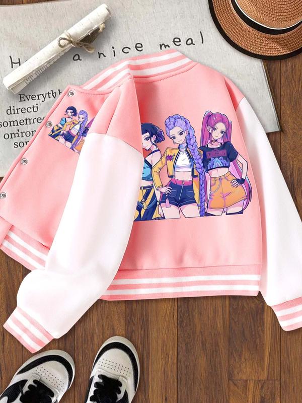 KPOP – The Huntress Girl Group Girls Halloween Christmas Short Baseball Jacket, Casual Sports School Uniform, Anime Character Design, Elastic Fabric, Fall Winter Outerwear