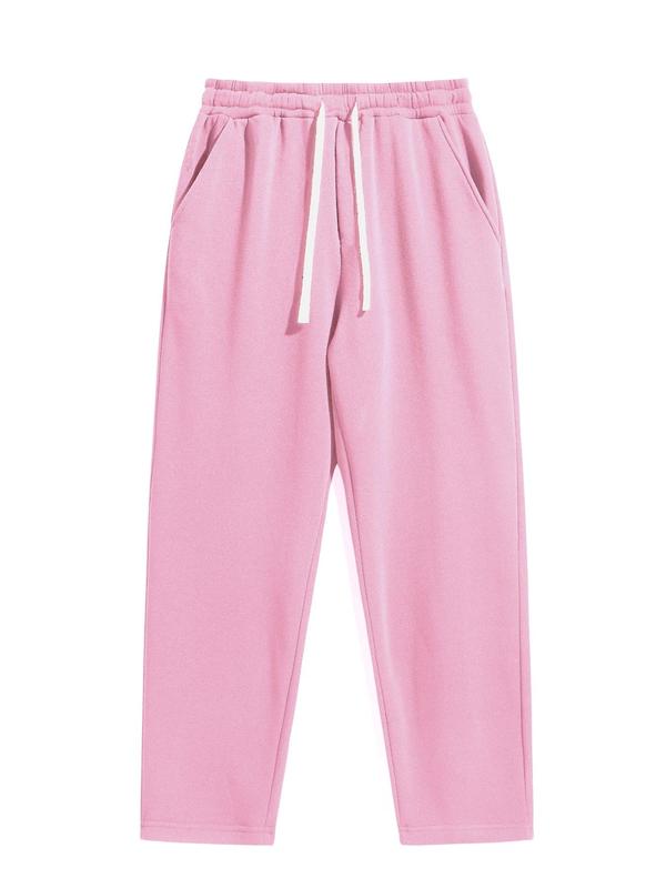 Men's Regular Fit Solid Drawstring Waist Sweatpants, Casual Pocket Design Pants for Fall & Winter, Men's Trousers for Daily Wear