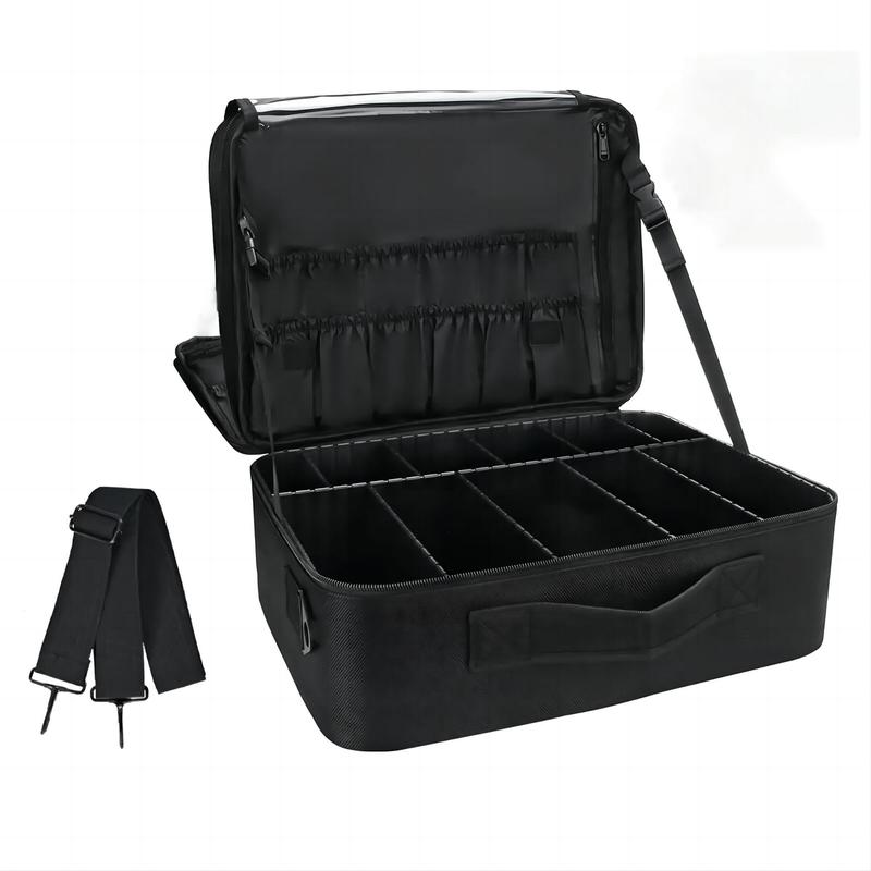 Large Capacity Makeup Case, 1 Count Professional Makeup Case, Portable Artist Organizer with Adjustable Divider & Shoulder Strap, Travel Makeup Bag