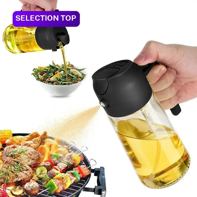 Multifunctional 2 in 1 Glass Oil Dispenser, 1 Count Oil Sprayer with Handle, Oil Dispenser for Cooking, Baking, Frying, Kitchen Utensils & Gadgets #TOP PICKS