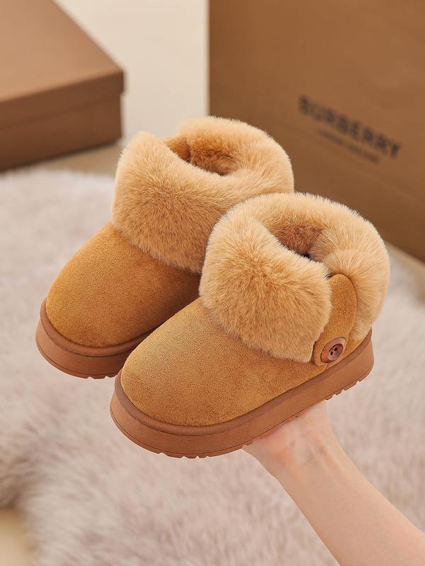 New Winter Kids Plush Boots, Boys Girls Warm Breathable Snow Boots, Thickened Anti-Slip Soft Sole, Cold-Proof Shoes