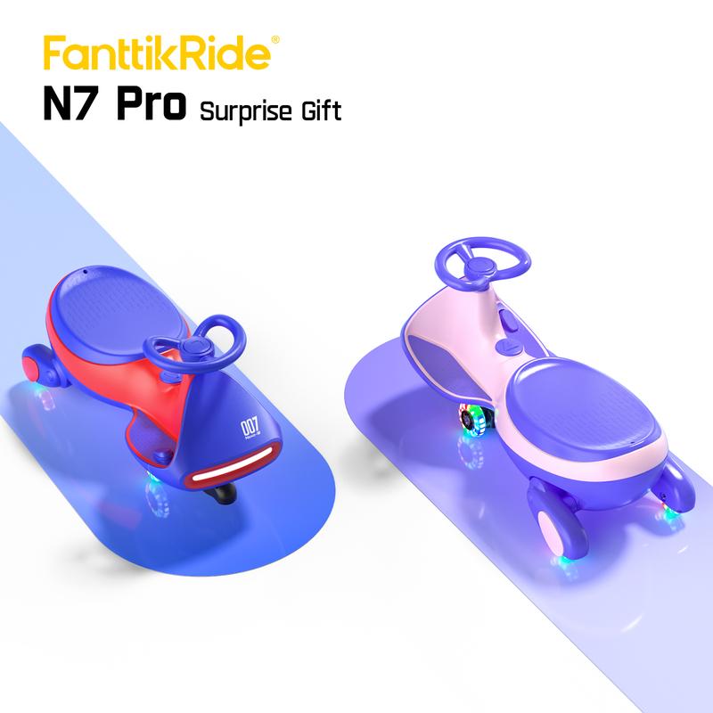 【Cadeau de Noël】FanttikRide - voiture électrique N7 Pro 12V, avec pédale, batterie, CyberWiggle, voiture à bascule 2 en 1, 2 vitesses, anti-renversement, roues, Bluetooth, à partir de 3 ans, 150 livres,