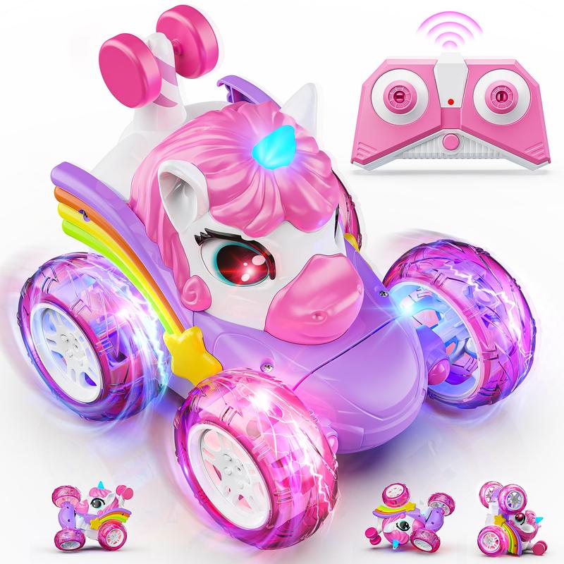 Unicorn Remote Control Car with LED Lights, 360° Stunt Action Toy for Indoor & Outdoor Fun, Perfect Gift for Girls Age 3 and Up #TOP PICKS