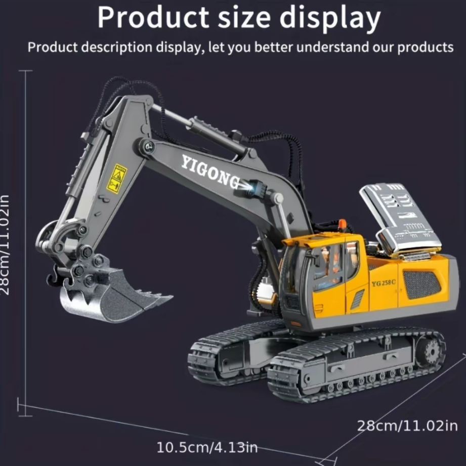 Remote Control Excavator, Bulldozer, Dump Truck, Construction Vehicle Toy with Light & Sound, Perfect Gift