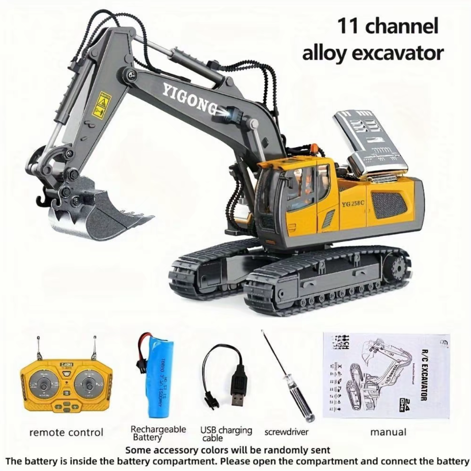 Remote Control Excavator, Bulldozer, Dump Truck, Construction Vehicle Toy with Light & Sound, Perfect Gift