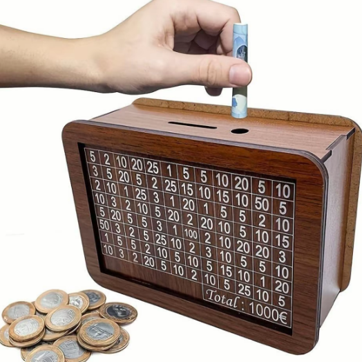 Wooden Lottery Ticket Game Board, 1 Count Creative DIY Money Piggy Bank with Pen, Reusable Money Saving Box for Home Office Dormitory School, Decor #TOP PICKS