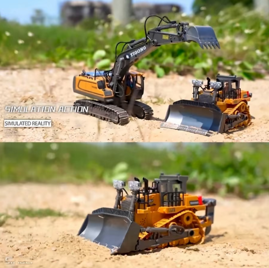 Remote Control Excavator, Bulldozer, Dump Truck, Construction Vehicle Toy with Light & Sound, Perfect Gift