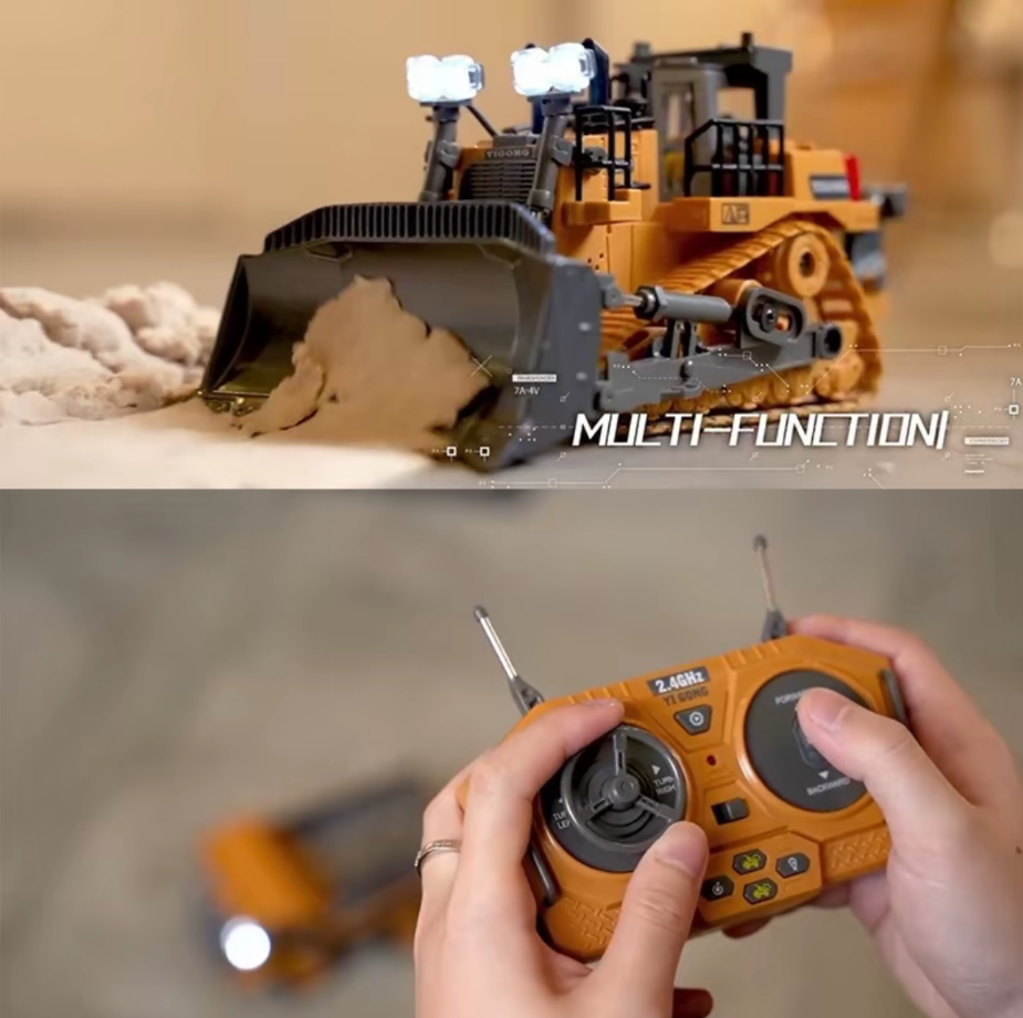Remote Control Excavator, Bulldozer, Dump Truck, Construction Vehicle Toy with Light & Sound, Perfect Gift