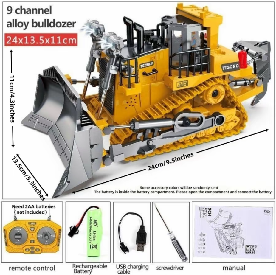 Remote Control Excavator, Bulldozer, Dump Truck, Construction Vehicle Toy with Light & Sound, Perfect Gift
