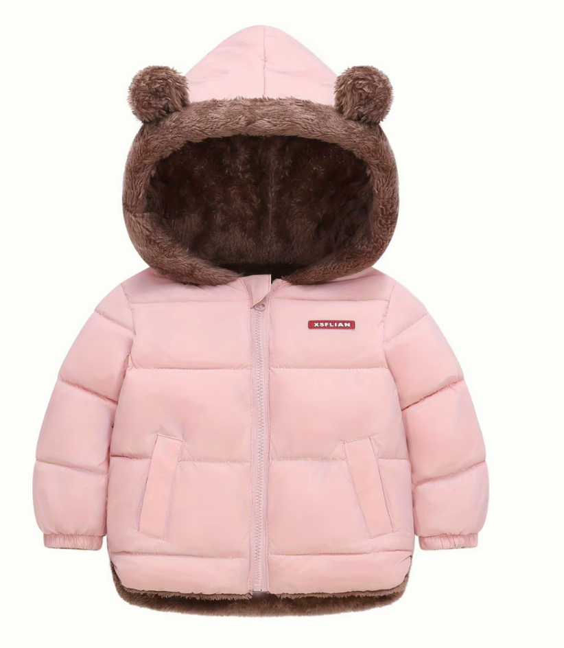 Autumn Winter Hooded  Coat, Unisex  Zipper Pocket  Jacket,  Warm Outerwear for Boys and Girls